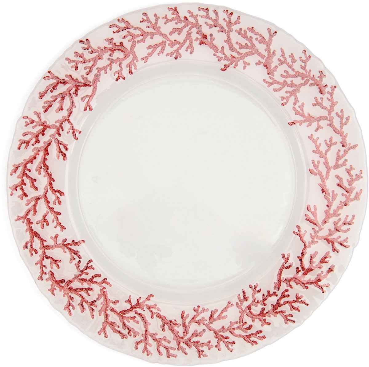 Riviera maison assiette ronde, corail transparent - assiette oasis de corail, assiette de service - verre - (øxh)33x2