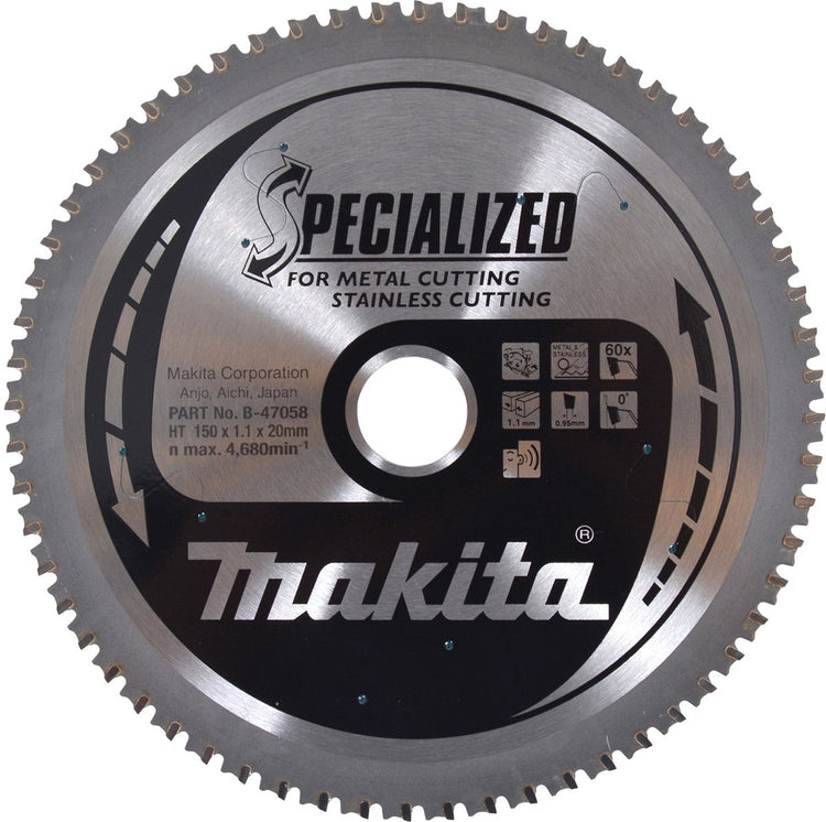 Accessoires Makita lame de scie circulaire acier inoxydable | spécialisé 150x20x1.1 60t 0g - b-47058 b-47058