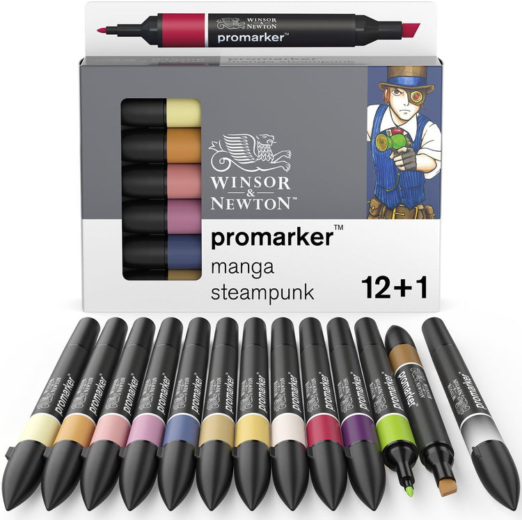 Winsor Newton promarker™ 12+1 ensemble manga steampunk | marqueurs de mise en page professionnels marqueurs à alcool