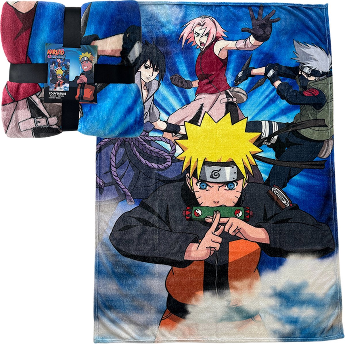Konix naruto - couverture polaire - 130x180cm (carreaux)