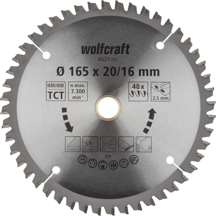 Wolfcraft - lame de scie circulaire 165x20mm - 48 dents - lame de scie pour scie circulaire - série lilas - 6621000