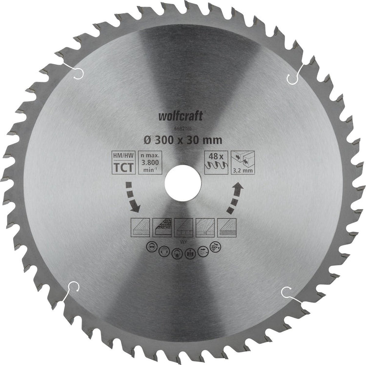 Wolfcraft - lame de scie circulaire pour table de scie 300x30mm - 48 dents - lame de scie pour scie à table - 6682000