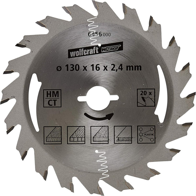 Wolfcraft - lame de scie circulaire 130x16mm - 20 dents - lame de scie pour scie circulaire - série argent - 6456000