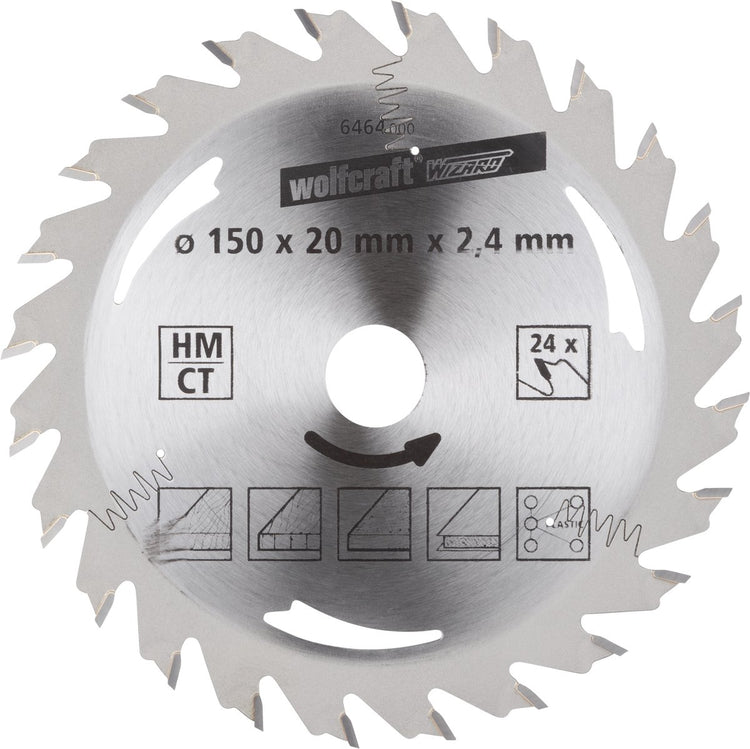 Wolfcraft - lame de scie circulaire 150x20mm - 24 dents - lame de scie pour scie circulaire - série argent - 6464000