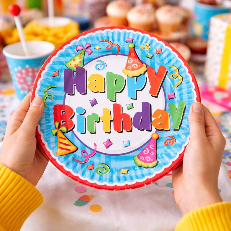Eddy toys assiette d'anniversaire joyeux anniversaire 18cm - 1 pièce