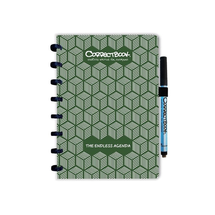 Agenda sans fin Correctbook a5, effaçable et réutilisable, vert forêt (vert foncé)