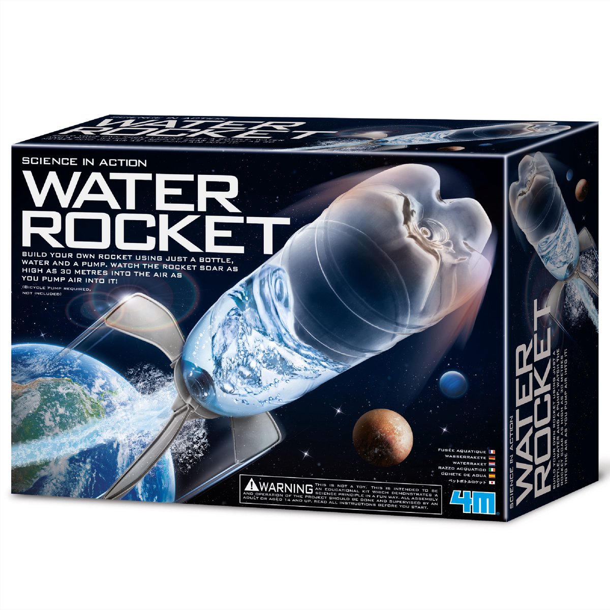 4m science et jeux - construisez votre propre fusée à eau - kit de construction spatiale - science en action - 14+