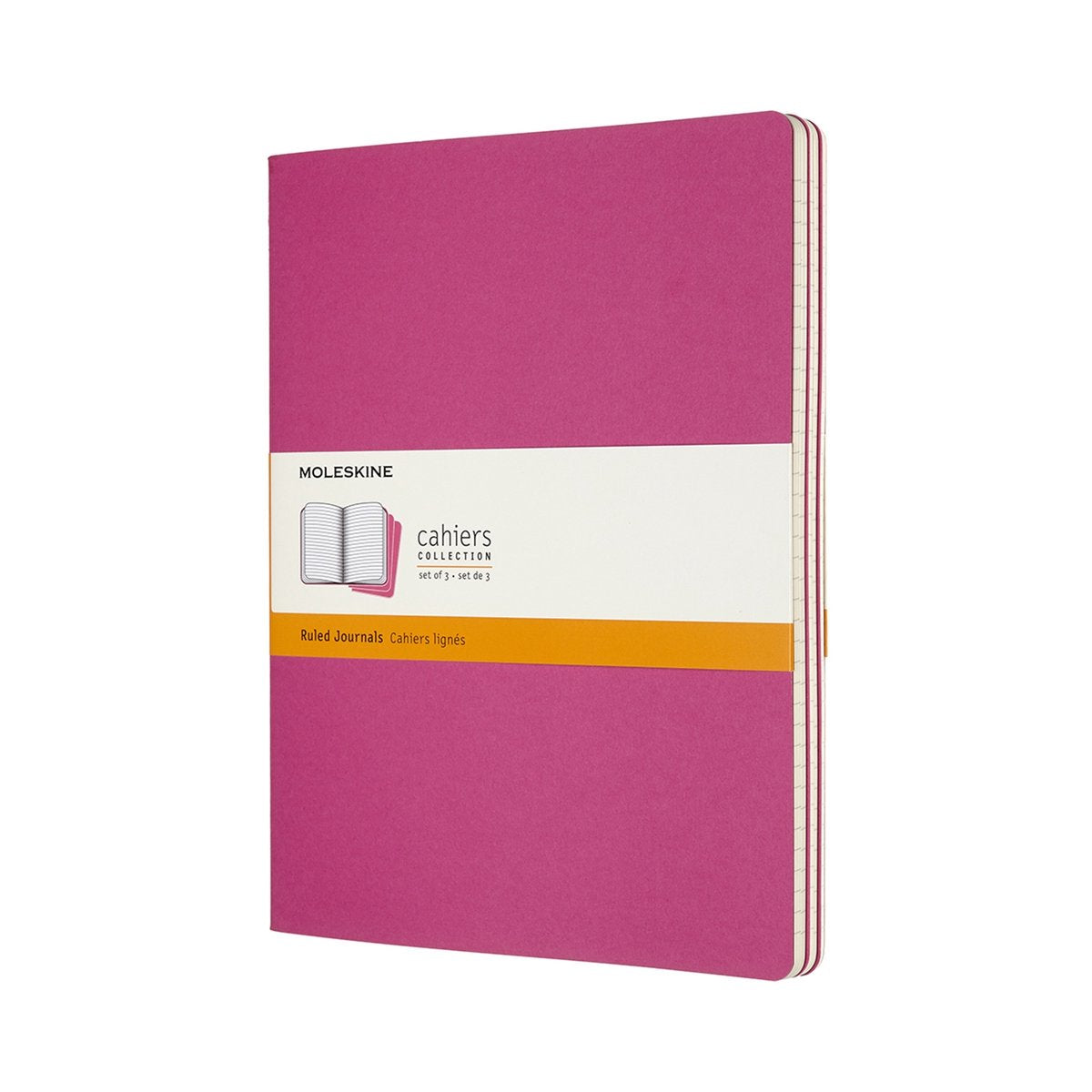Carnets Moleskine - extra larges - lignés - rose - lot de 3