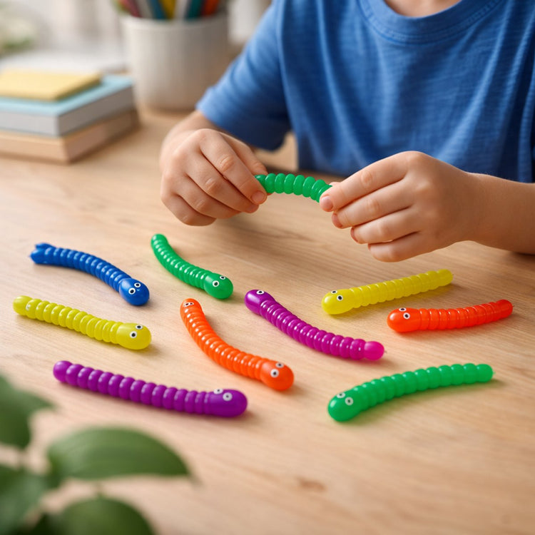 Eddy Toys fidget worms remuer les vers - fidget jouets contre le stress - remuer les vers jouets aux couleurs vives - super extensible fidget jouet pour les enfants à partir de 3 ans