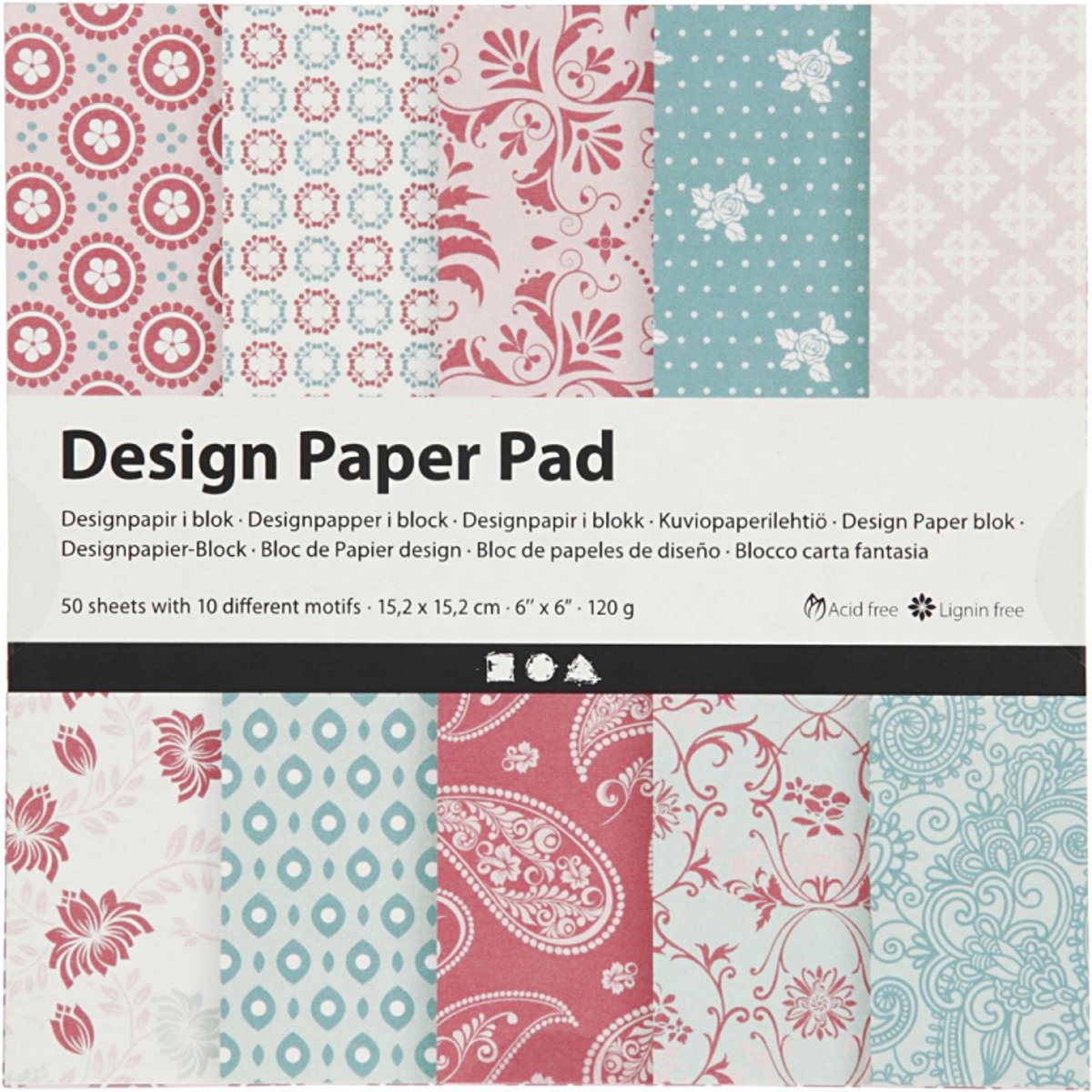 Creativ Company Design Paper Block rose, 50 feuilles