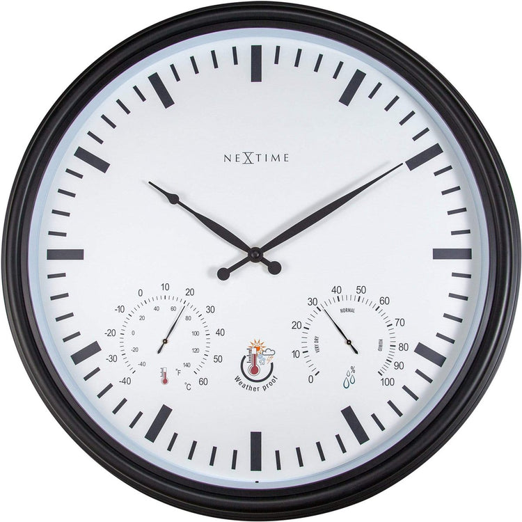 Tournesol Nexttime – horloge murale – 50,5 cm – métal – noir et blanc – résistant aux intempéries