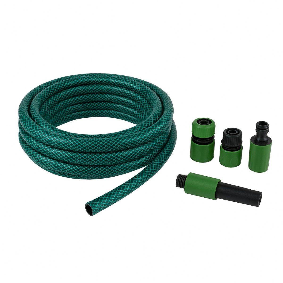 Kit de tuyaux d'arrosage Kinzo 30 mètres - tuyau d'eau 14 mm (1 2 ) max. 6bar - avec 3 raccords et 1 buse - adapté pour arroseur de jardin - vert