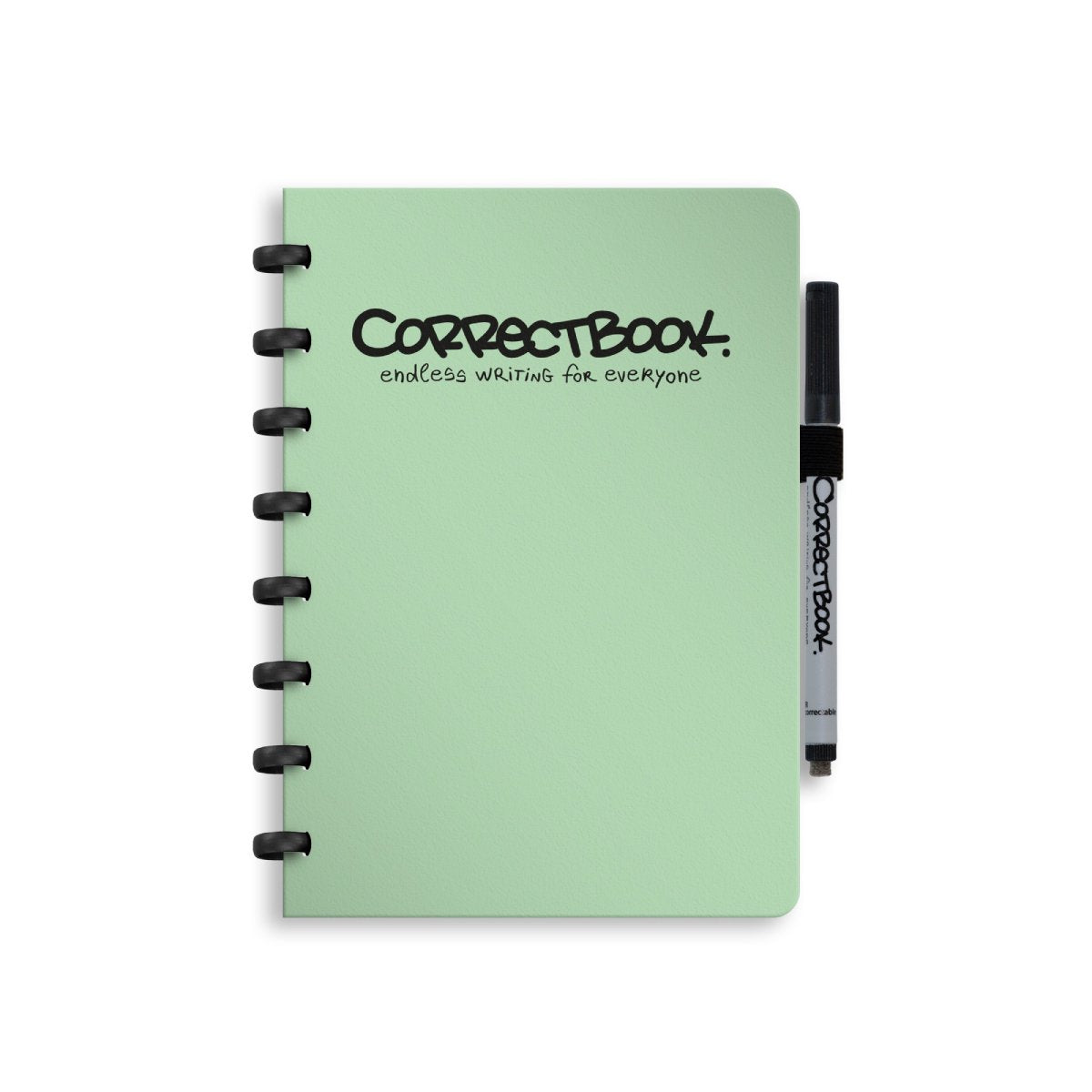 Carnet effaçable Correctbook a5 – carnet réutilisable – menthe brumeuse – vierge – avec lingette pour stylo – peut être complété par des pages supplémentaires