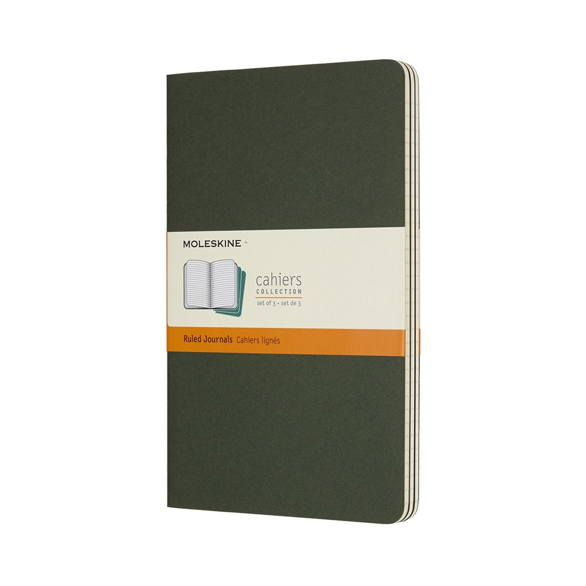 Carnets Moleskine - grands - lignés - vert - lot de 3