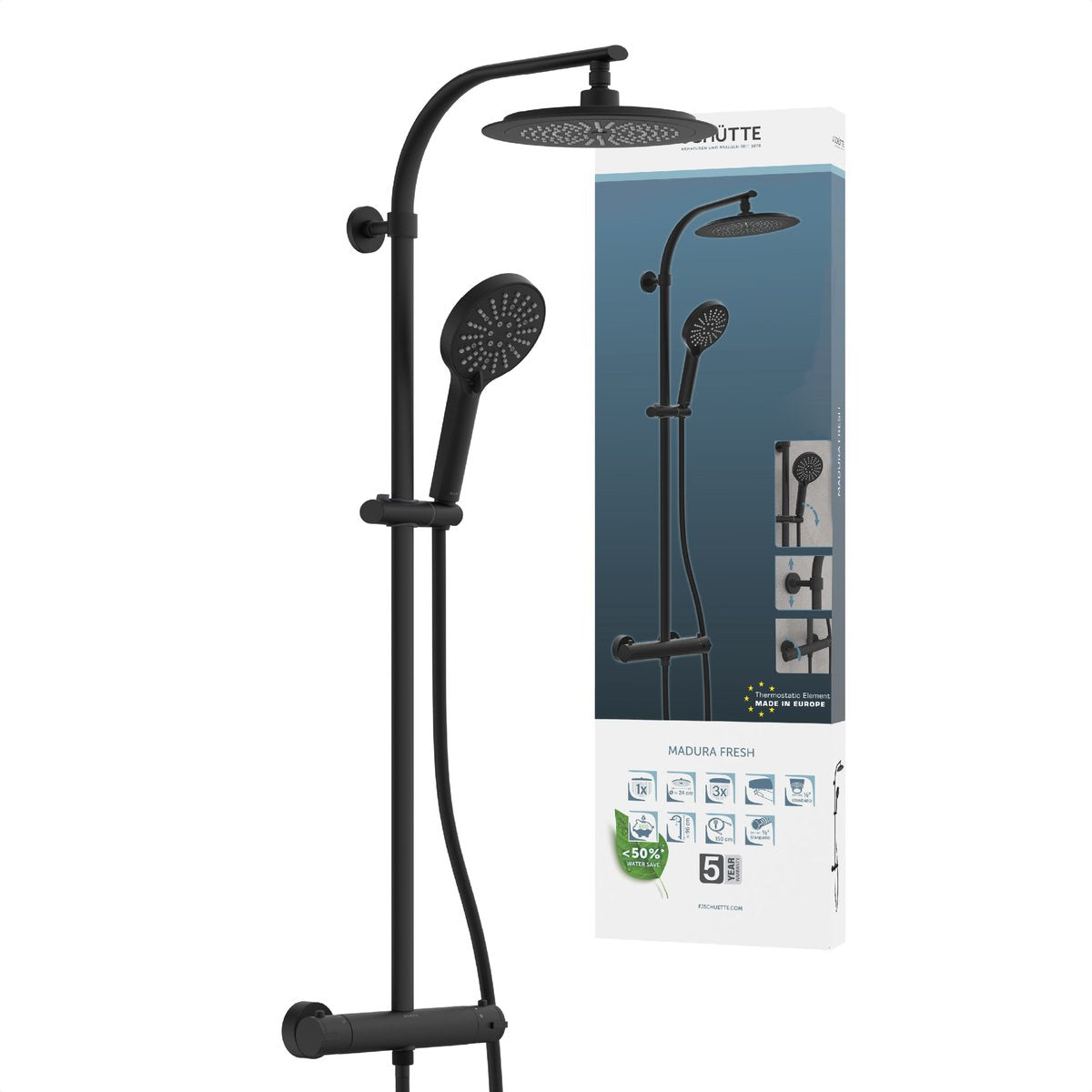 Schütte schütte douche de pluie Madura Matzwart frais