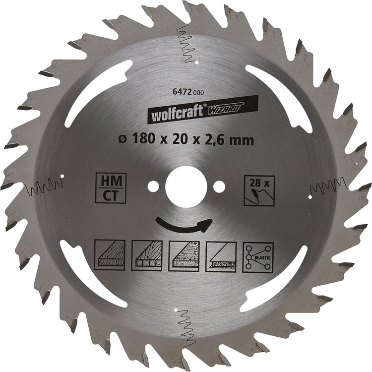Wolfcraft - lame de scie circulaire 180x20mm - 28 dents - lame de scie pour scie circulaire - série argent - 6472000