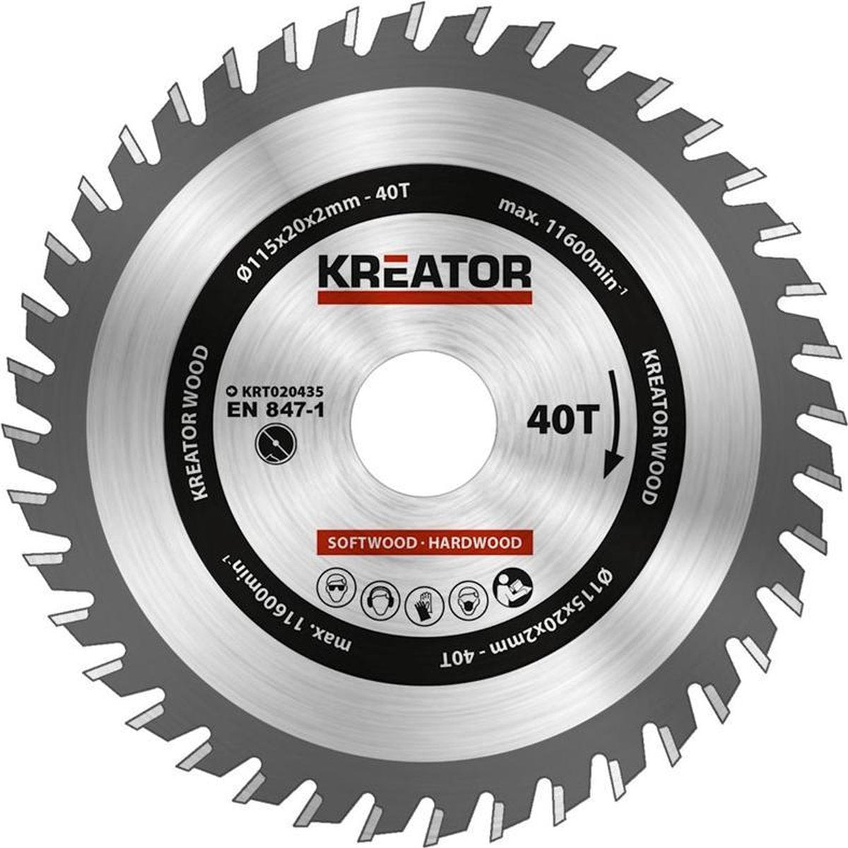 Kreator krt020435 lame de scie bois - ø115 mm - 40 t