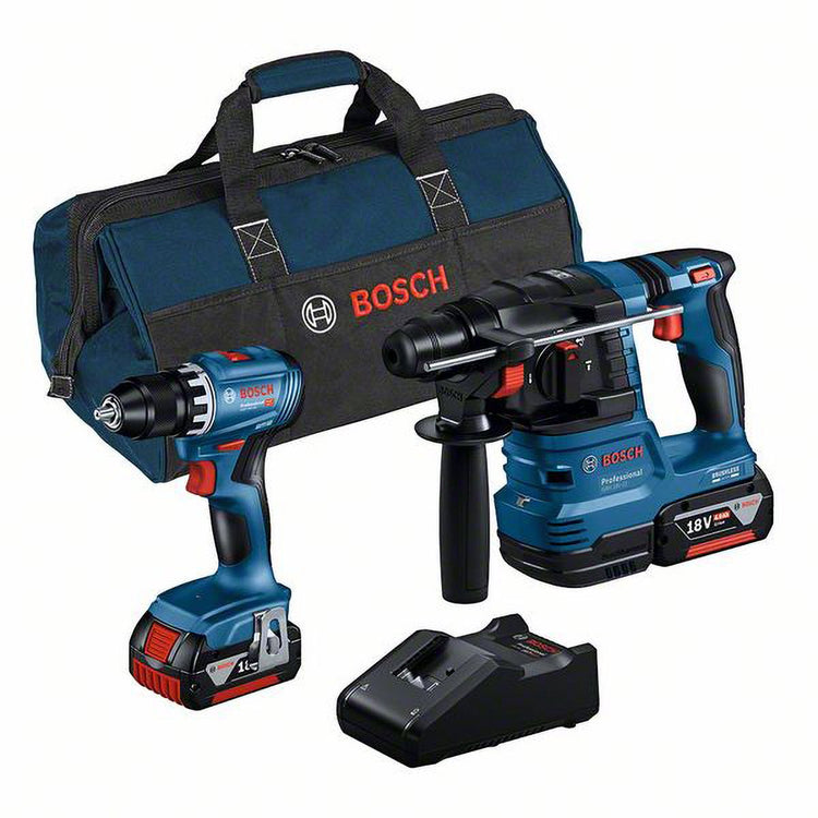 Ensemble combiné de batterie professionnel Bosch - ensemble combiné d'outils gsr 18v-45 + gbh 18v-22 18v 4,0ah dans un sac - 0615a50038