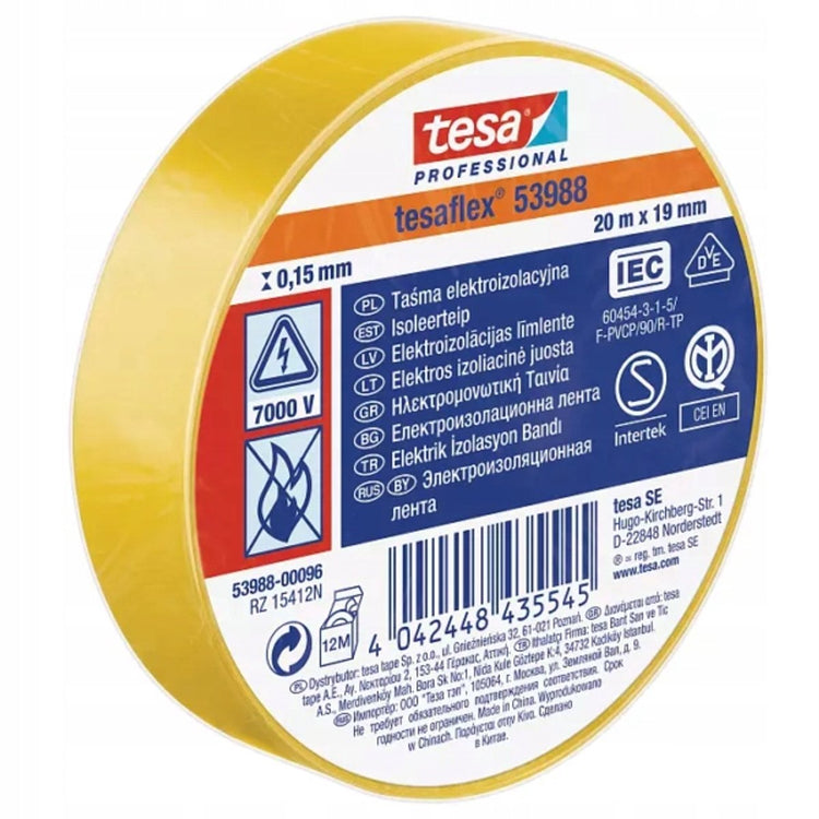 Tesa professional 1064504 - tesa 53988 ruban isolant électronique 20m 19mm jaune | 10 pièces