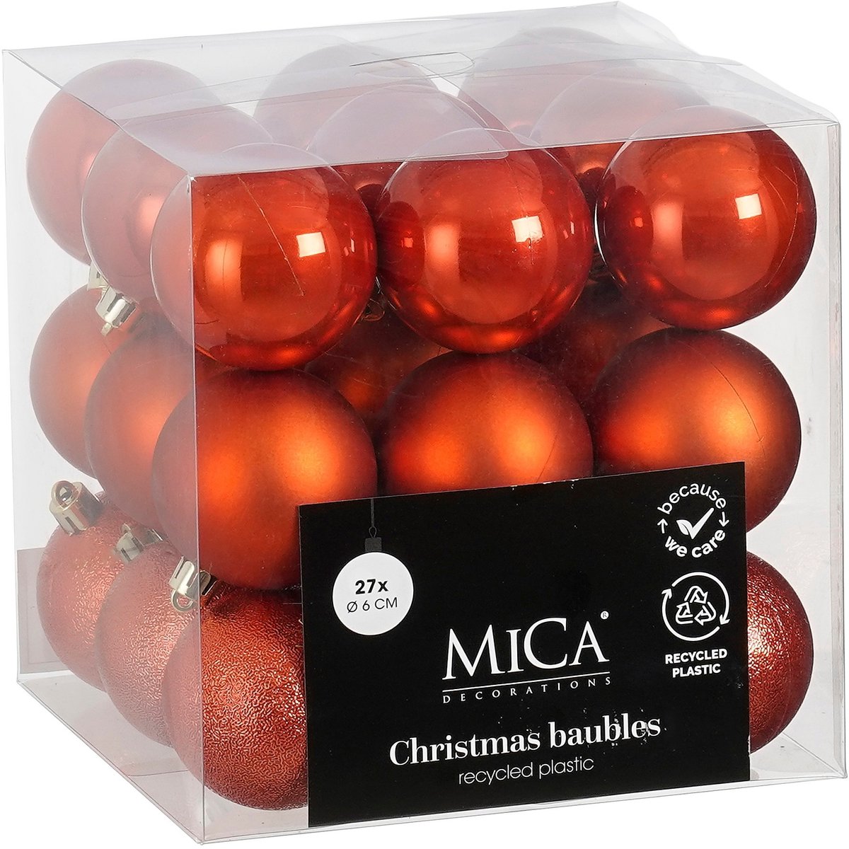Set de boules de Noël Mica decorations - 27 pièces - ø6 cm - incassable - orange