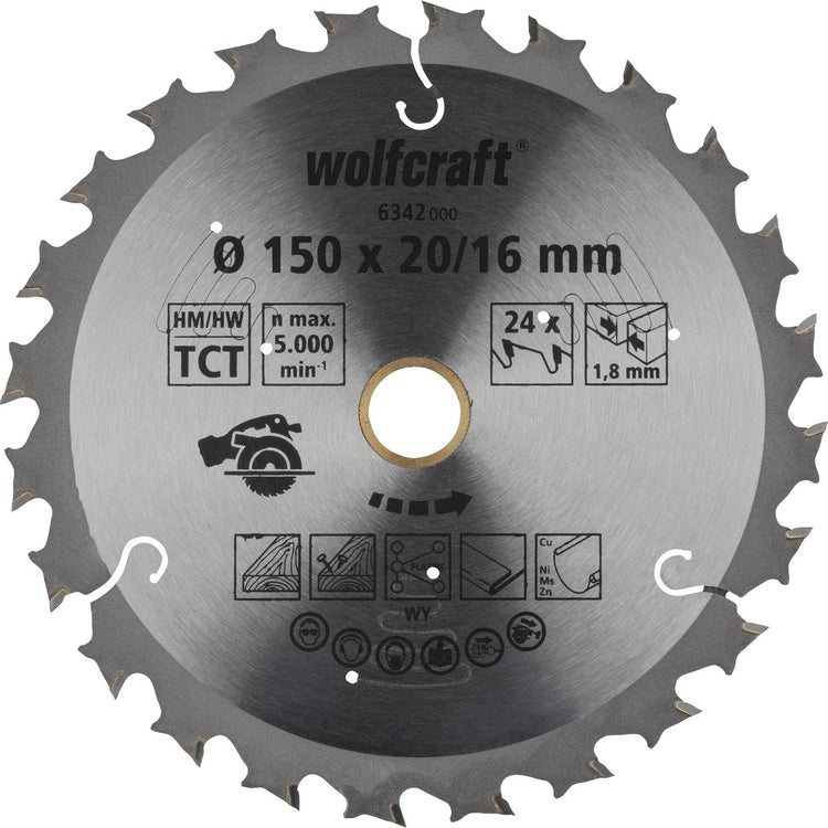 Wolfcraft - lame de scie circulaire 150 mm - 24 dents - alésage 20 16 mm - pour scie circulaire - 6342000