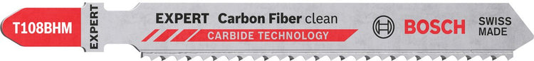Bosch expert 'carbon fibre clean' t 108 bhm - lames de scie sauteuse - 3 pièces - composites en fibre de carbone - technologie carbure - 2608900565