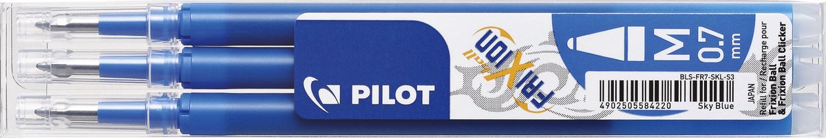 Recharge pour stylo roller Pilot frixion bls-fr7 m céleste bl | 12 pièces