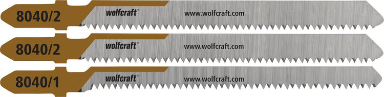 Wolfcraft - lames de scie sauteuse pour stratifiés - 3 pièces - lame de scie sauteuse pour coupes fines droites et courbes - 8040000