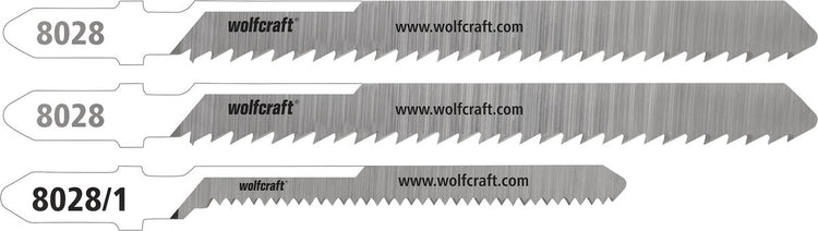 Wolfcraft - lames de scie sauteuse pour tôles ondulées en polycarbonate - 3 pièces - coupe fine droite et courbe - hcs et bim avec tige en T - spécial pour tôles en polycarbonate - 8028000