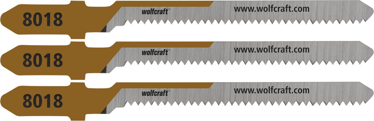Wolfcraft - 3 lames de scie sauteuse pour contreplaqué - 20 mm - hcs avec tige en T - 8018000