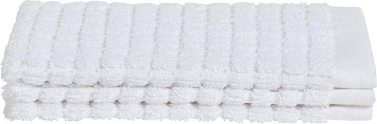 Hippocampe - cube - gant de toilette - 16 x 21 cm - blanc - lot de 3
