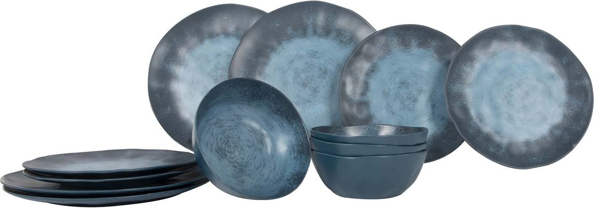 Vaisselle Gimex Stone Line - bleu foncé - 12 pièces