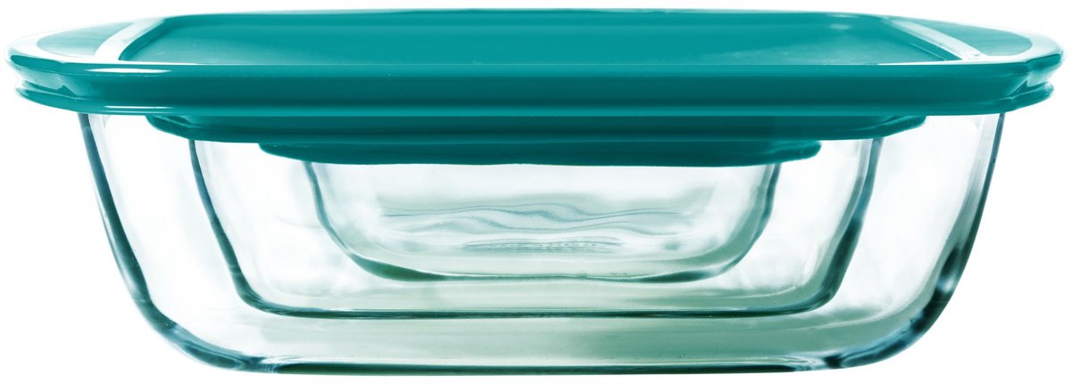 Pyrex - plat de cuisine rectangle avec couvercle lot de 3 pièces - verre borosilicate - transparent -