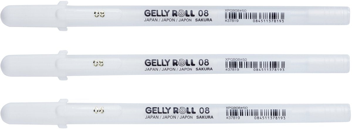 Sakura • stylo gel gelly roll 08 blanc 3 pièces