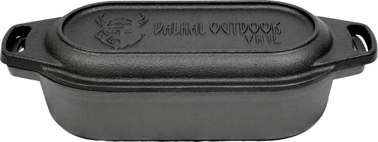 Valhal outdoor - cocotte double poêle 1l - petite cocotte, fonte, ovale, motif grill, vh1l