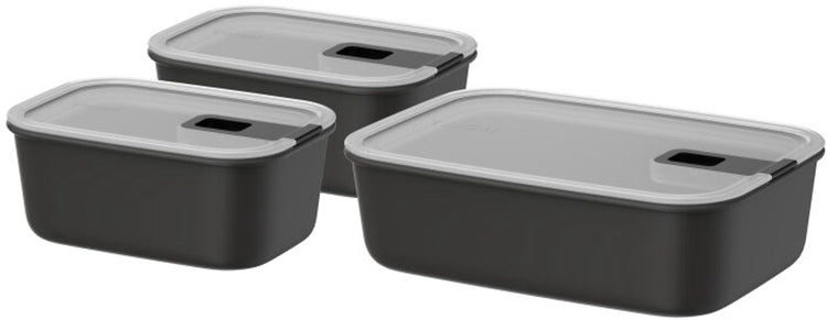 Mepal coffret de conservation alimentaire easyclip - 2x 700 + 1500 ml - récipients alimentaires avec fermeture coulissante - convient au micro-ondes. four à vapeur. réfrigérateur et congélateur - noir nordique