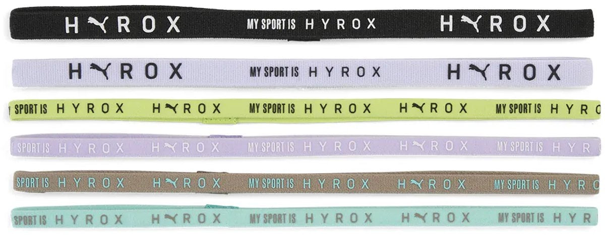Puma x hyrox hairbands (6pcs) bandeaux unisexes - noir-blanc-sunny lime-light lavande-intense mint
