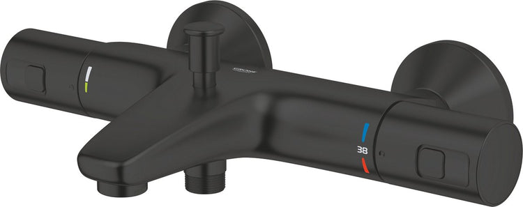 Robinet de bain thermostatique Grohe à démarrage précis - 15 cm - économie d'eau - avec inverseur - raccords inclus - noir mat