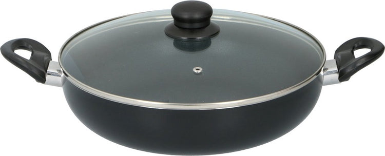Poêle Alpina - ø28cm - avec couvercle en verre - revêtement antiadhésif - tous feux - verre aluminium