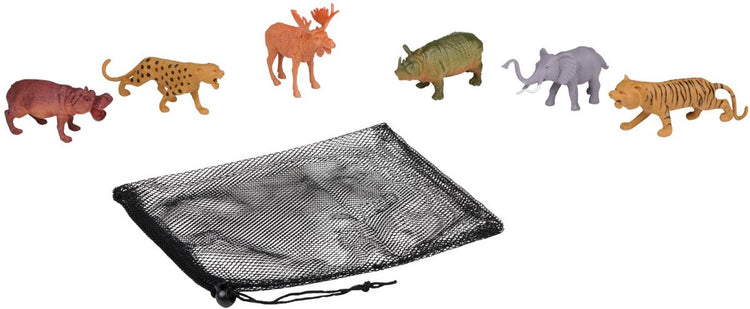 Eddy Toys Ensemble de Jeu d'animaux Sauvages 6 pièces - Jouets d'animaux pour Enfants dans Un Sac - Jouets d'animaux en Plastique Jungle - Jouets d'animaux de Safari - Ensemble de Jouets de Figurines d'animaux