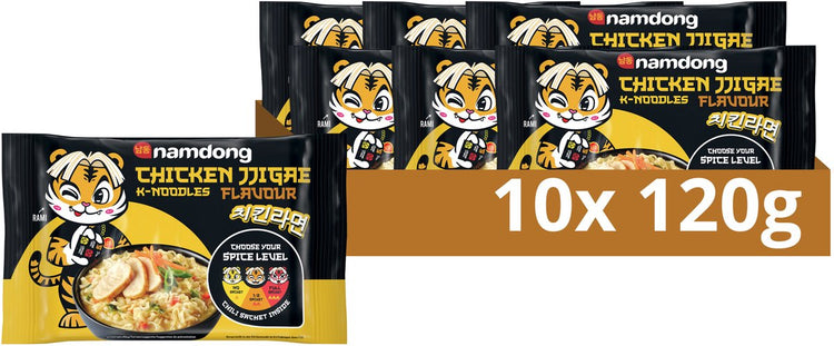 Namdong snack - poulet jjigae - nouilles instantanées au goût de poulet à la coréenne - 10 x 120 g