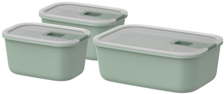 Mepal coffret de conservation alimentaire easyclip - 2x 450 + 1000 ml - récipients alimentaires avec fermeture coulissante - convient au micro-ondes. four à vapeur. réfrigérateur et congélateur - sauge nordique