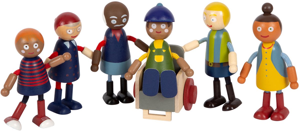 Famille de maisons de poupée en bois à petit pied avec fauteuil roulant, 6e.