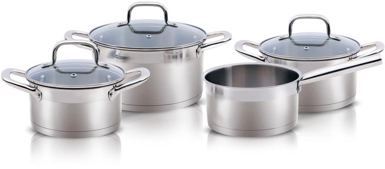 Alpina set de poêles à induction 4 pièces - casseroles en acier inoxydable avec couvercle en verre - set de casseroles adapté à toutes les sources de chaleur - set de casseroles - set de casseroles et poêles