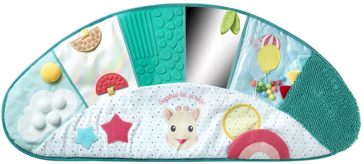 Tapis d'éveil sensoriel Sophie la girafe – tapis de jeu pour bébé avec >16 textures différentes – stimule les sens, le toucher et la motricité – sûr, enroulable et portable – convient aux bébés à partir de 10 mois