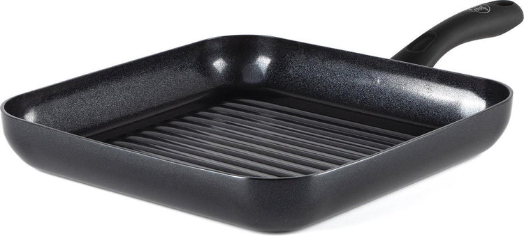 Poêle à griller diamant Greenchef 28x28 cm - revêtement antiadhésif sans PFA - poêle à griller à induction - poêle en céramique - passe au four jusqu'à 160°c - poignée de refroidissement - noir
