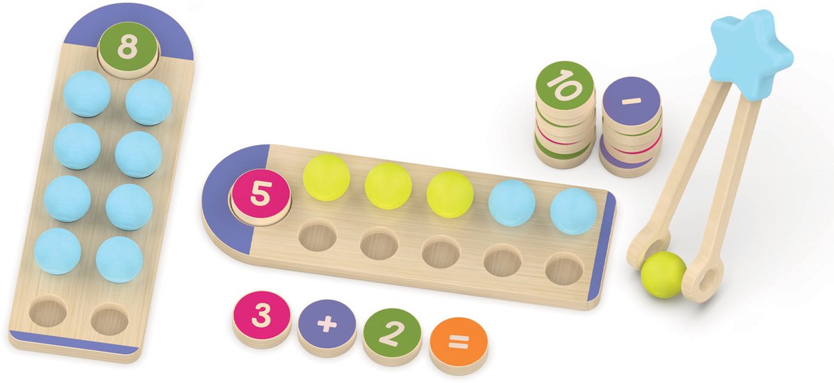 Ressources d'apprentissage en bois pour compter et assortir des jouets éducatifs. - 3+