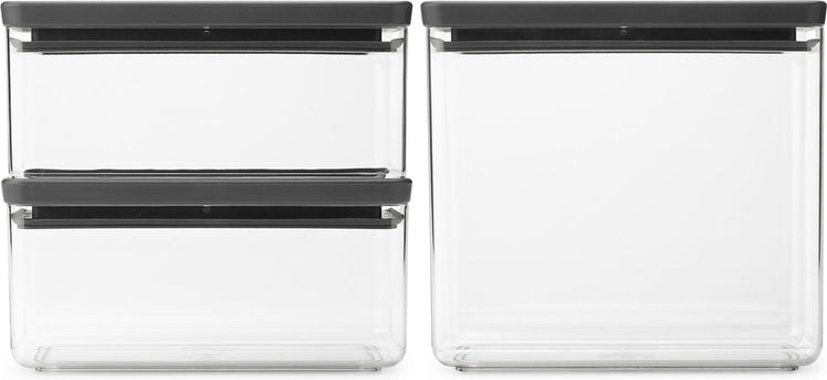 Conteneurs de conservation Brabantia savoureux+ - empilables - 1,5 + 1,5 + 3,5 l - gris foncé