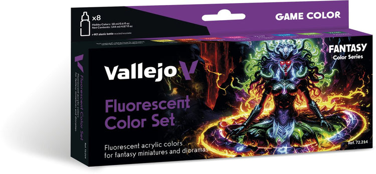 Vallejo Hobby Paint Peinture acrylique - 72214 Game Color - Set de couleurs fluorescentes - Set acrylique 8x Set de peinture - 8x 18 ml