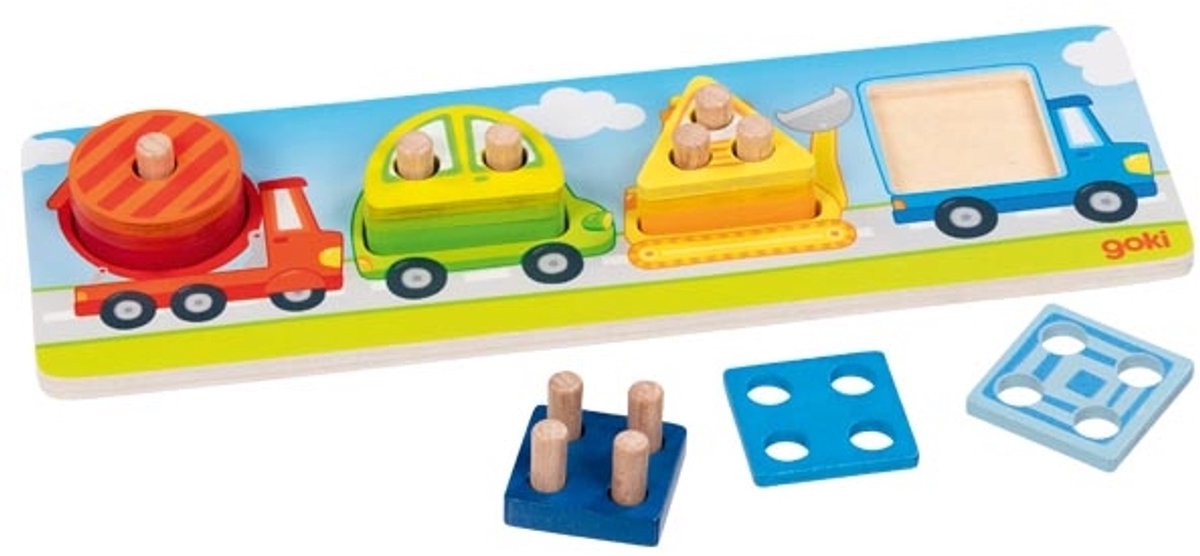 Jeu de tri Goki - véhicules - 30x10x2,6cm - 13 pièces - 1 an